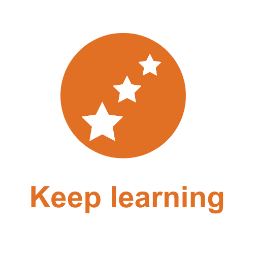 Keep learning logo with stars